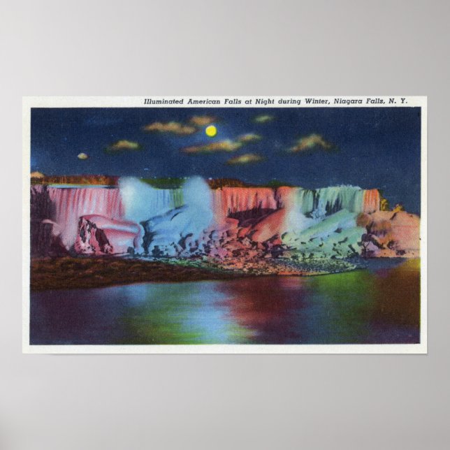 Póster Luna Island Night View of New Rainbow Bridge (Frente)