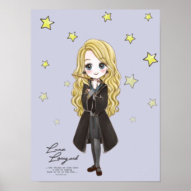 Poster Luna Lovegood Aquarela Mágica (Frente)