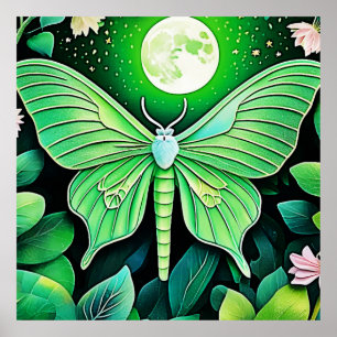 Poster Lunar Butterfly Bloom Design