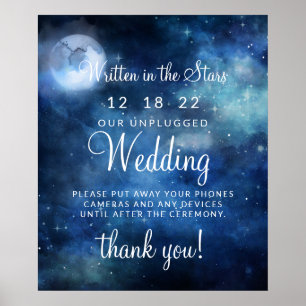 Poster Lunar Sky Full Moon Sinal de Mesa de Casamento Des