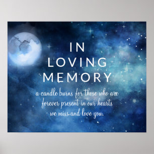 Poster Lunar Sky Full Moon Stars In Loving Memory Sign