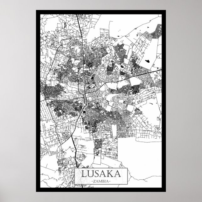 Poster Lusaka Zambia City Map (Frente)