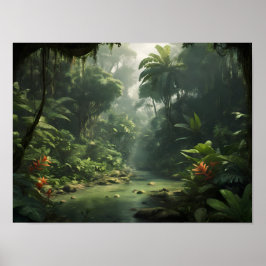 Poster Lush Green Tropical Rainforest Jungle River