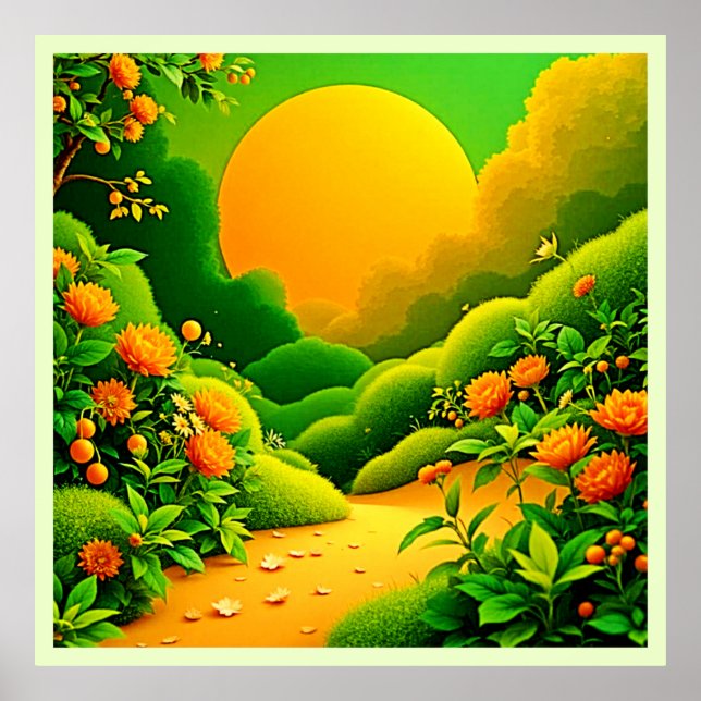 Poster Lush Orange Garden Art (Frente)