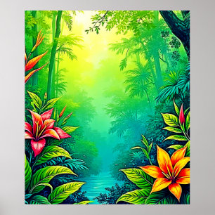 Poster Lush Tropical Jungle Oasis Design
