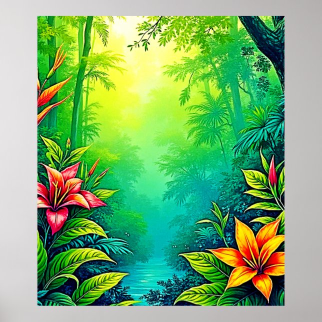 Poster Lush Tropical Jungle Oasis Design (Frente)