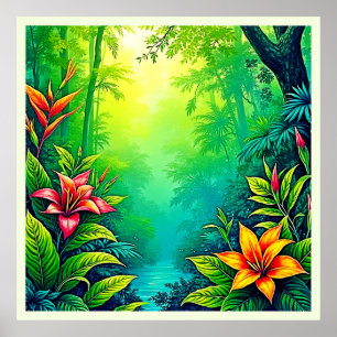 Poster Lush Tropical Jungle Oasis Design