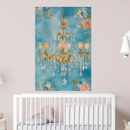 Poster lustre de cristal ornamentado com um tom dourado a