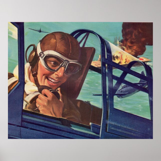 Poster Luta contra a 2ª Guerra Mundial no ar, nos anos 40 (Frente)