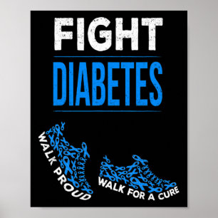 Poster Luta contra a diabetes caminha por uma faixa de co