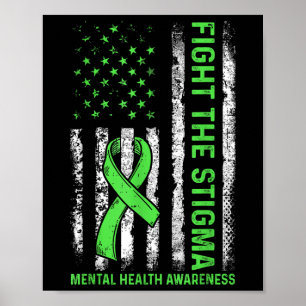 Poster Luta Contra O Estigma Americano Flag Mental Health