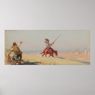 Póster Luta de Don Quixote dos moinhos de vento
