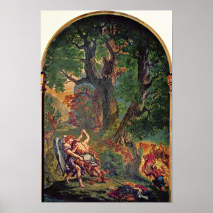 Póster Luta de Eugene Delacroix - de Jacob com anjo