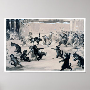 Poster Luta de Gatos Snowball, Louis Wain