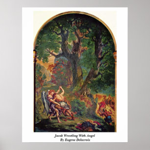 Póster Luta de Jacob com anjo por Eugene Delacroix