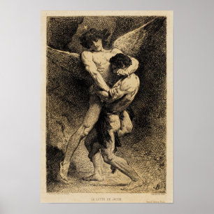 Póster Luta de Jacob com o anjo por Léon Bonnat 1876