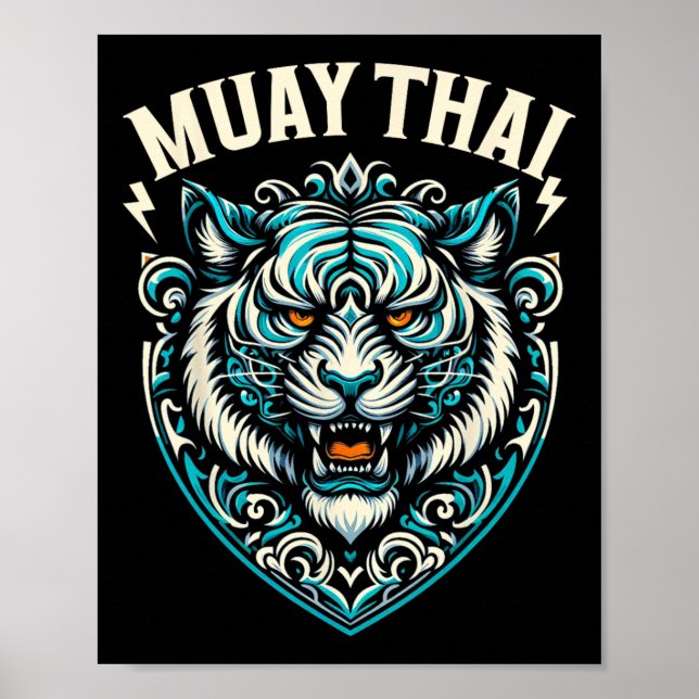Poster Luta de Rua Muay Thai Tiger Boxe Tailandês Kickbox (Frente)