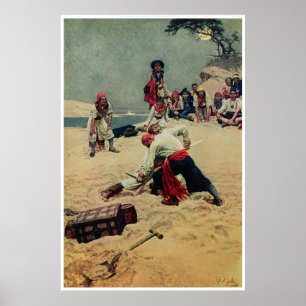 Póster Luta dos piratas sobre o tesouro