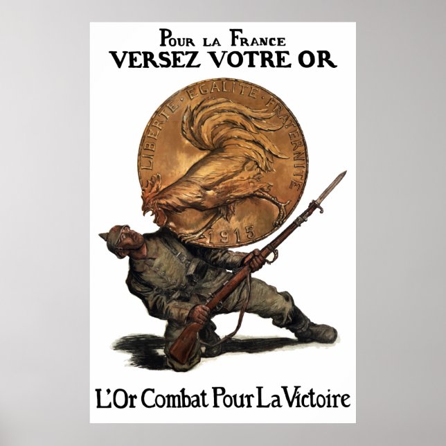 Póster Luta Dourada Pela Vitória — WW1 Francês (Frente)