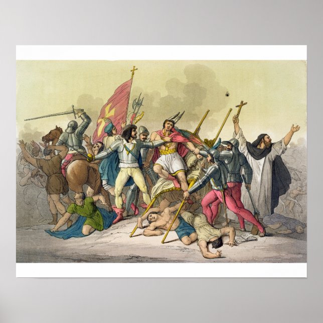 Póster Luta entre índios locais e conquistadores (col (Frente)