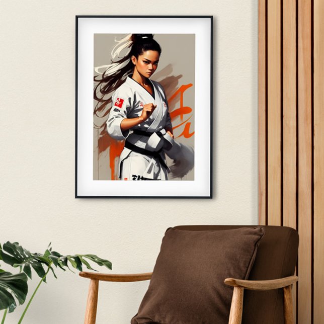 Poster Luta feminina, Karate, Arte Marcial, Minimalismo, (Criador carregado)