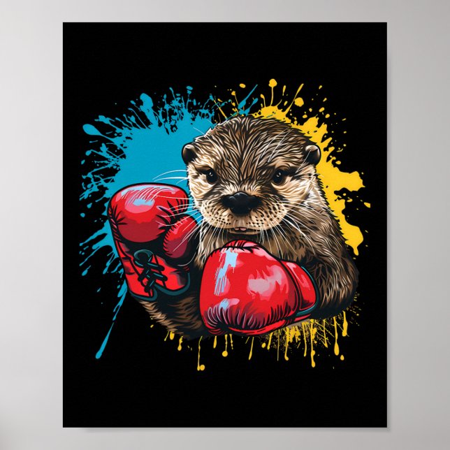 Poster Lutador de Boxe Amante de Lontra Luvas de Boxe Kic (Frente)