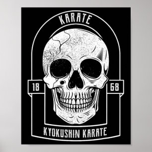 Poster lutador de caratê esqueleto Japão artes marciais 