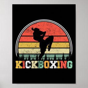 Poster Lutador de Kickboxing Vintage Artes Marciais Mma A