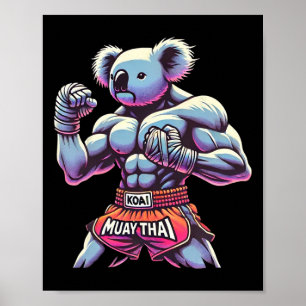 Poster Lutador de Muay Thai Koala Kickboxing Engraçado 