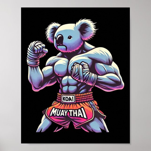 Poster Lutador de Muay Thai Koala Kickboxing Engraçado  (Frente)
