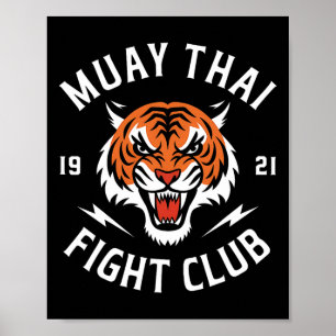 Poster lutador de Muay Thai Tiger Kickboxing Thaiboxi