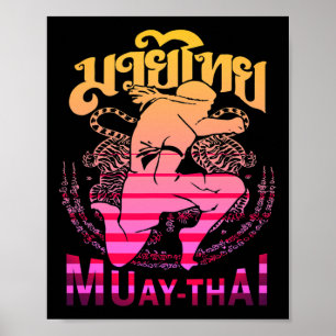 Poster Lutador de Muay Thai Vintage Tailândia Boxe Tailan