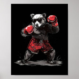 Poster Lutador de Ursos Amantes de Luvas de Boxe Kickboxi