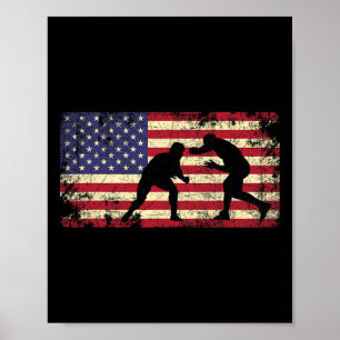 Poster Lutador de Wrestling Bandeira Americana Presente 4
