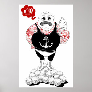 Póster Lutador Tattooed gordura