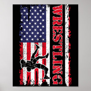 Poster Lutadora de Artes Marciais com Bandeira dos EUA Vi