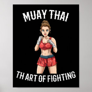 Poster Lutadora Feminina de Muay Thai - Boxe Tailandês Mm
