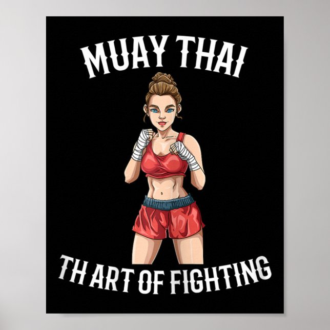 Poster Lutadora Feminina de Muay Thai - Boxe Tailandês Mm (Frente)