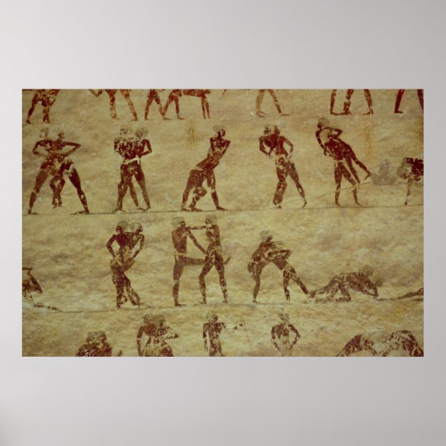 Póster Lutadores, detalhes de uma pintura de parede de tu (Frente)