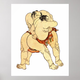 Póster Lutadores do Sumo de Hokusai