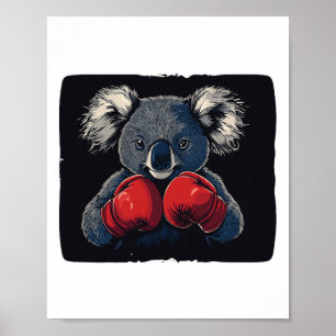 Poster Lutar À Noite Com O Urso Koala Em Luvas