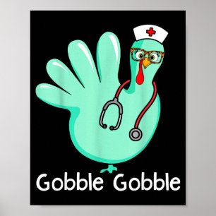 Poster Luva de peru engraçado Gobble Gobble Dia de Ação d