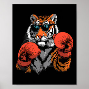 Poster Luvas de Boxe Amante de Tigre Boxe Kickboxing Engr