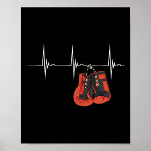 Poster Luvas de Boxe Batimento Cardíaco Ekg Pulso Mma Box