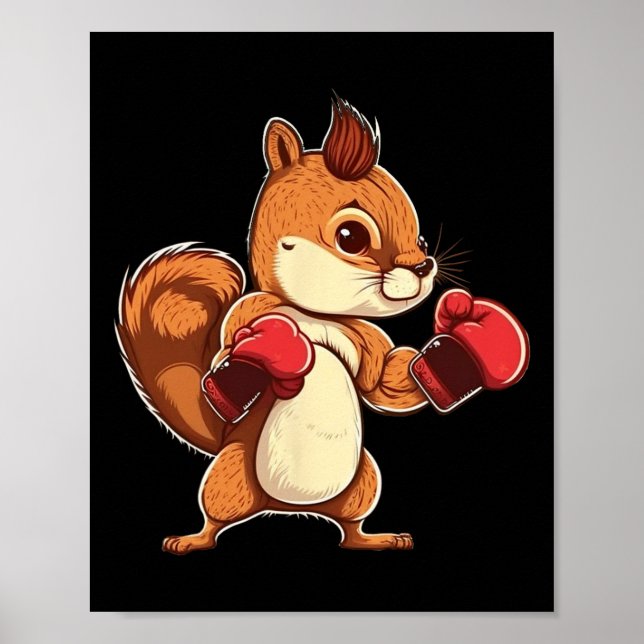 Poster Luvas de Boxe Esquilo Boxeador Kickboxer Kickboxin (Frente)