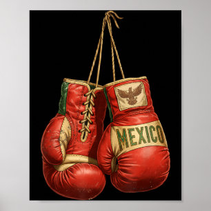 Poster Luvas de Boxe Estilo Vintage Mexicano Asteca Maia
