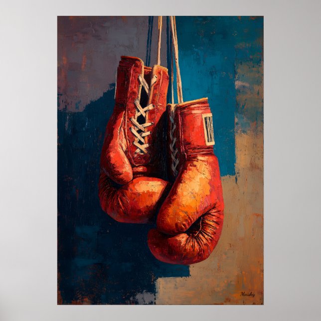 Poster Luvas de Boxe Impressionista Modernas Força (Frente)