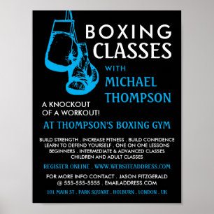 Poster Luvas de Boxing Pretas e Azuis, Anúncio de Classe 