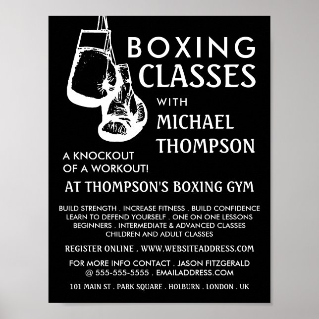 Poster Luvas de Boxing Pretas e Brancas, Anúncio de Class (Frente)