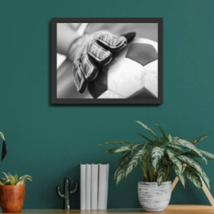 Poster Luvas de Goleiro de Futebol Preto e Branco